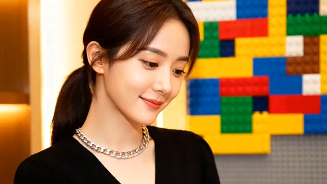 佩戴项链微笑的亚洲女性1948#横屏 