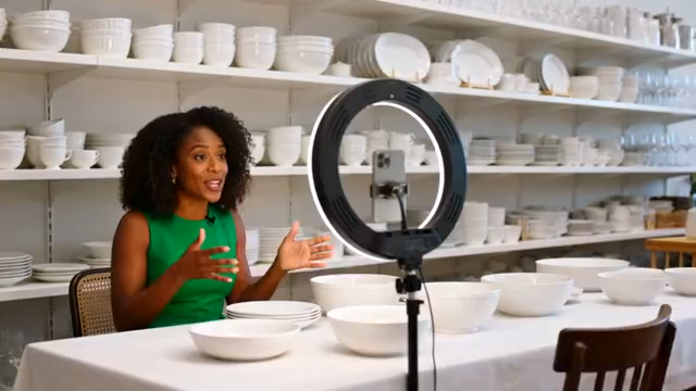 女性直播展示陶瓷餐具12#横屏 