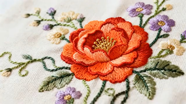  花卉刺绣图案特写2798#横屏 	 