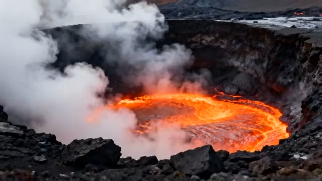  活火山口岩浆涌动景象2944#横屏 	 -