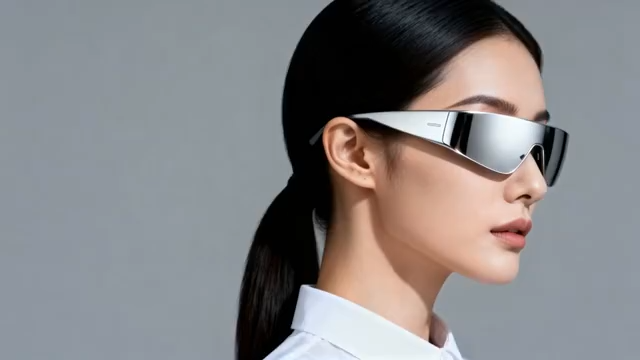 女性佩戴科技眼镜特写291#横屏 