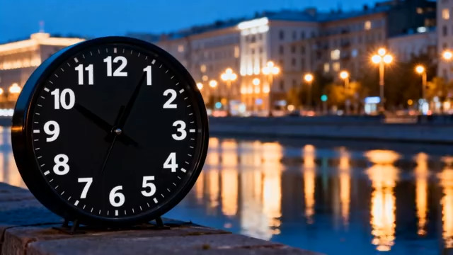  户外水边的黑色时钟530#横屏 	 