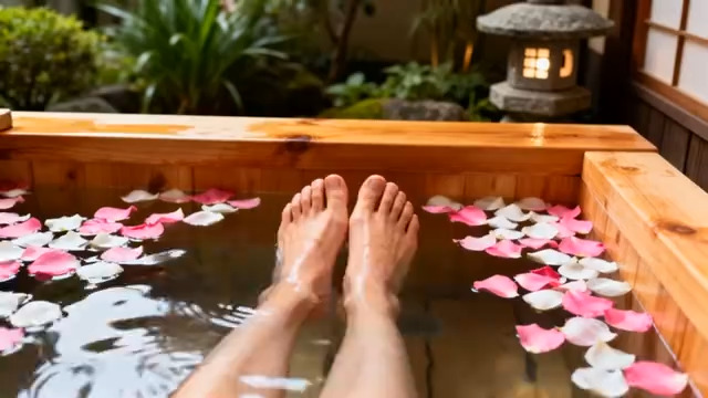  户外木桶泡脚花瓣场景3024#横屏 	 -