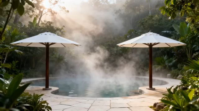  户外绿植环绕的温泉场景729#横屏 	 -