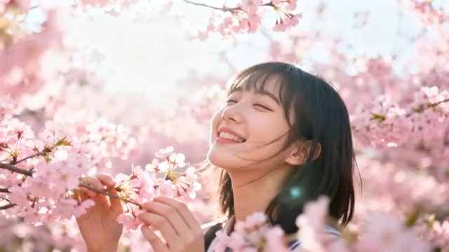 女孩赏樱闻花香4406#横屏 