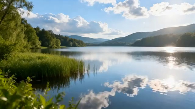  湖畔自然风光全景485#横屏 	 