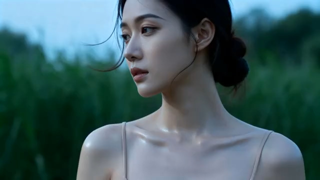  户外女子半身特写1057#横屏 	 