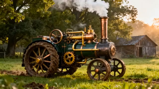 农场复古蒸汽拖拉机269#横屏 