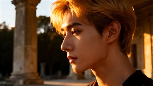 男子户外侧面逆光特写2869#横屏 