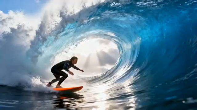 男子海洋中冲浪画面(1)4594#横屏 