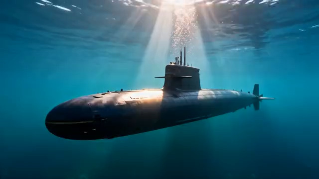  海中潜行的潜艇960#横屏 	 