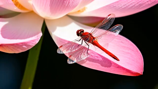 红蜻蜓停留在荷花花瓣上2942#横屏 	 - 
