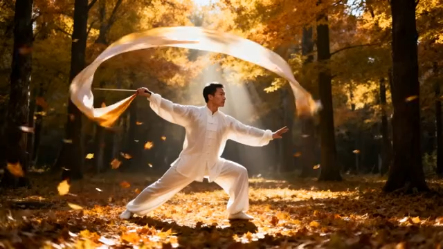 男子秋季林间舞太极绸3149#横屏 