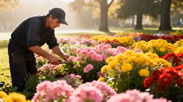 男子花园修剪花卉5320#横屏 