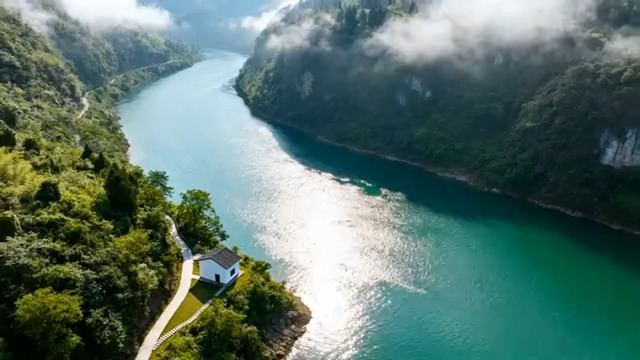  河流峡谷自然风光航拍素材921#横屏 	 