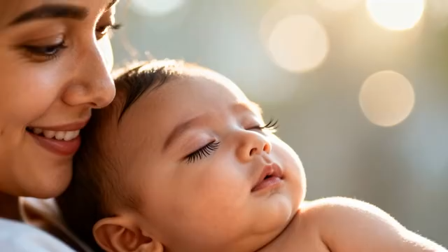 母亲与婴儿温馨亲昵瞬间4746#横屏 