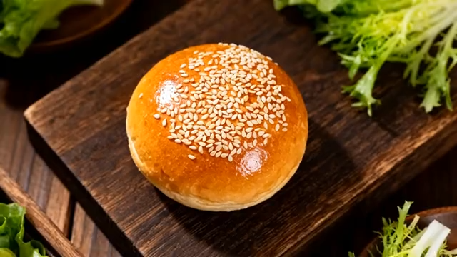 木板上的芝麻面包特写1485#横屏 