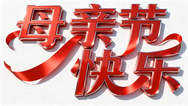 母亲节快乐立体字素材1336#横屏 