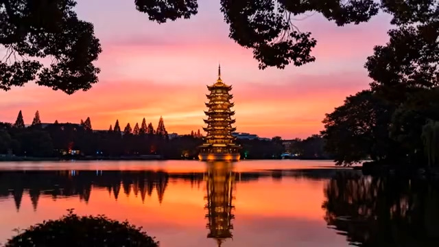  杭州西湖雷峰塔黄昏美景3008#横屏 	 - 