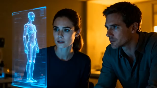 男女查看人体虚拟屏幕画面2370#横屏 