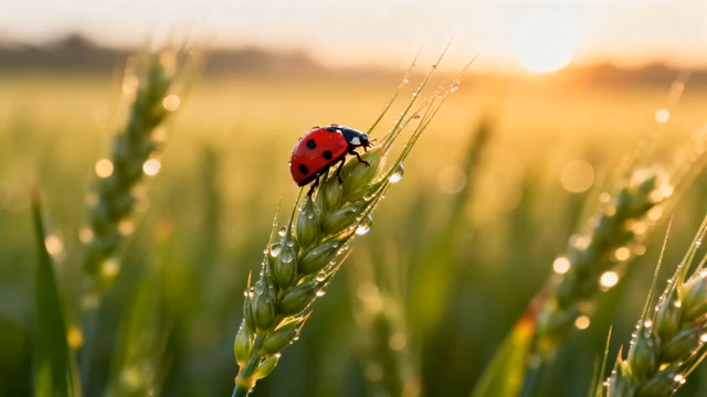 麦田上的瓢虫特写1431#横屏 