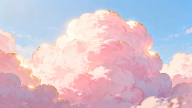 梦幻粉色云朵蓝天背景765#横屏 