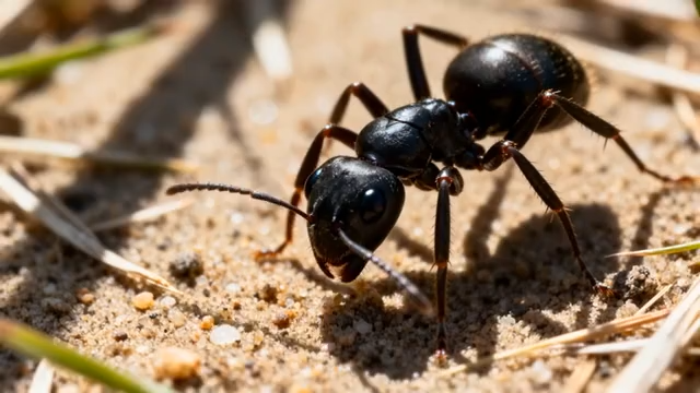 蚂蚁在沙地爬行特写素材3999#横屏 