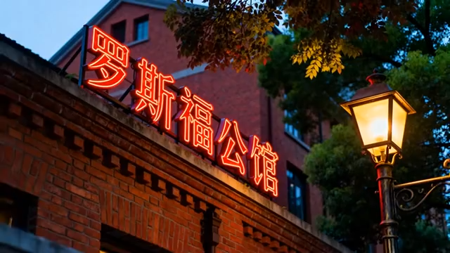 罗斯福公馆招牌夜景1573#横屏 