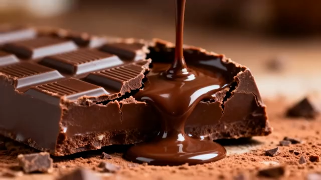 流淌的巧克力块特写3047#横屏 