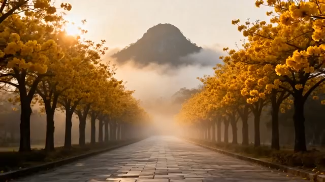 林荫道路自然风光素材4846#横屏 