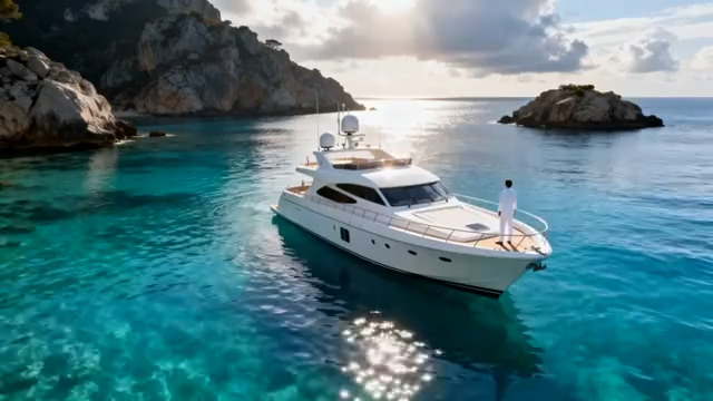  海上游艇航行风景1588#横屏 	 