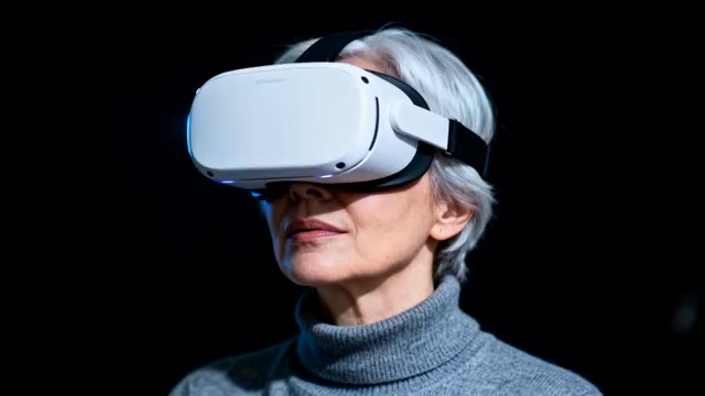 老年人佩戴虚拟现实眼镜1397#横屏 