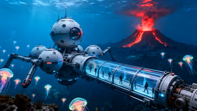  海底科幻风格空间站场景1629#横屏 	 -