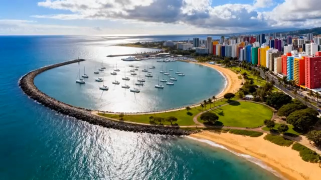  海滨城市海港全景2259#横屏 	 