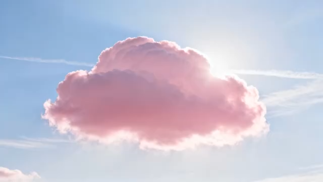 蓝天中漂浮的粉色云朵65#横屏 