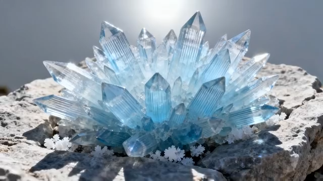 蓝色水晶矿石特写素材5307#横屏 