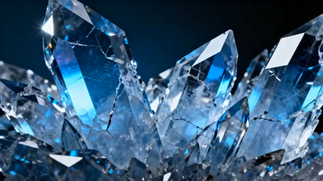 蓝水晶晶体特写素材4982#横屏 