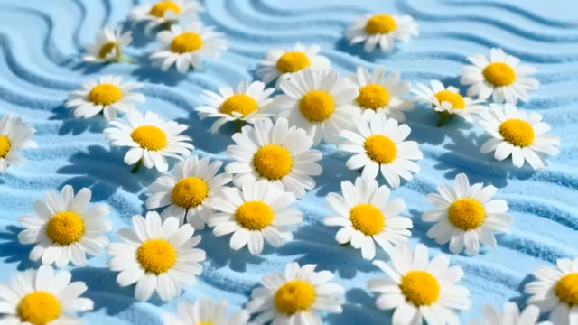 蓝色背景上的雏菊素材2267#横屏 