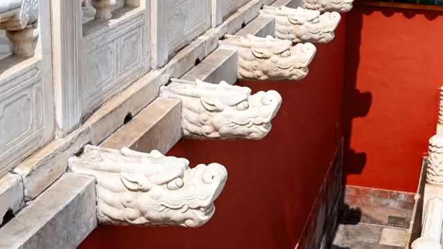  故宫古建筑排水兽头特写203#横屏 	 