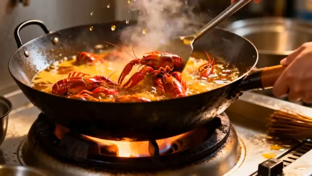  锅中烹饪小龙虾画面798#横屏 	 - 