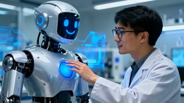 科研人员实验室与机器人互动948#横屏 