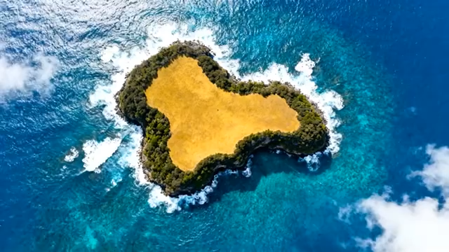 空中俯瞰海洋中的岛屿2875#横屏 