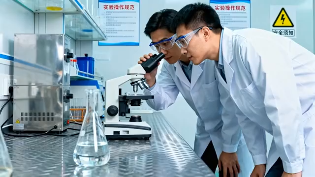 科研人员实验室使用显微镜观察(1)4087#横屏 