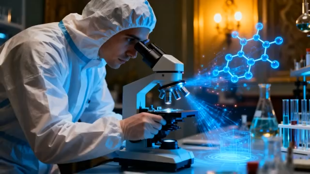 科研人员实验室使用显微镜92#横屏 