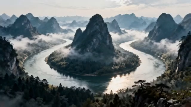  桂林漓江山水风光全景1927#横屏 	 