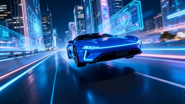 科幻风格未来汽车城市行驶3922#横屏 