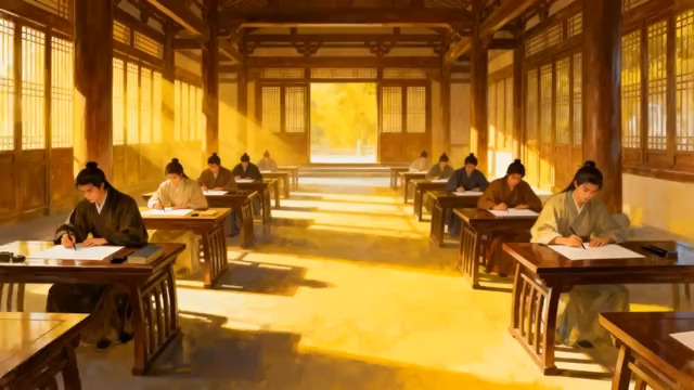  古代文人室内伏案书写场景1149#横屏 	 -