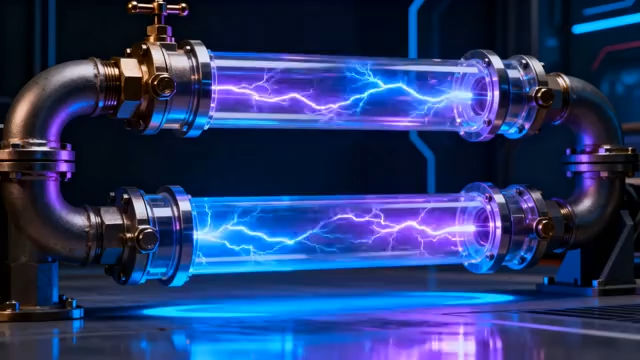 科技感金属管道闪电特效画面1537#横屏 