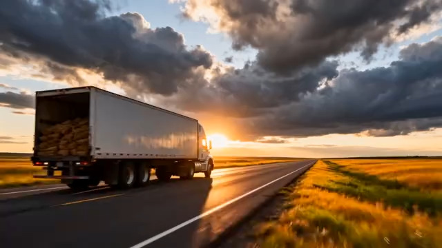  公路上行驶的载货卡车1073#横屏 	 