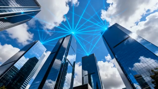 科技感摩天大楼仰拍画面2117#横屏 